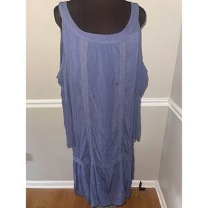 Terra & Sky Boho Cold Shoulder Plus Size Dress 2X‎ Slate Blue